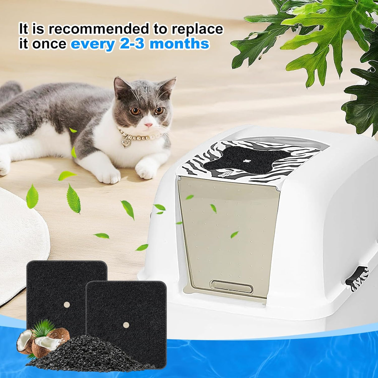 Paquete de 6 filtros de carbono para cajas de gatos Cunina