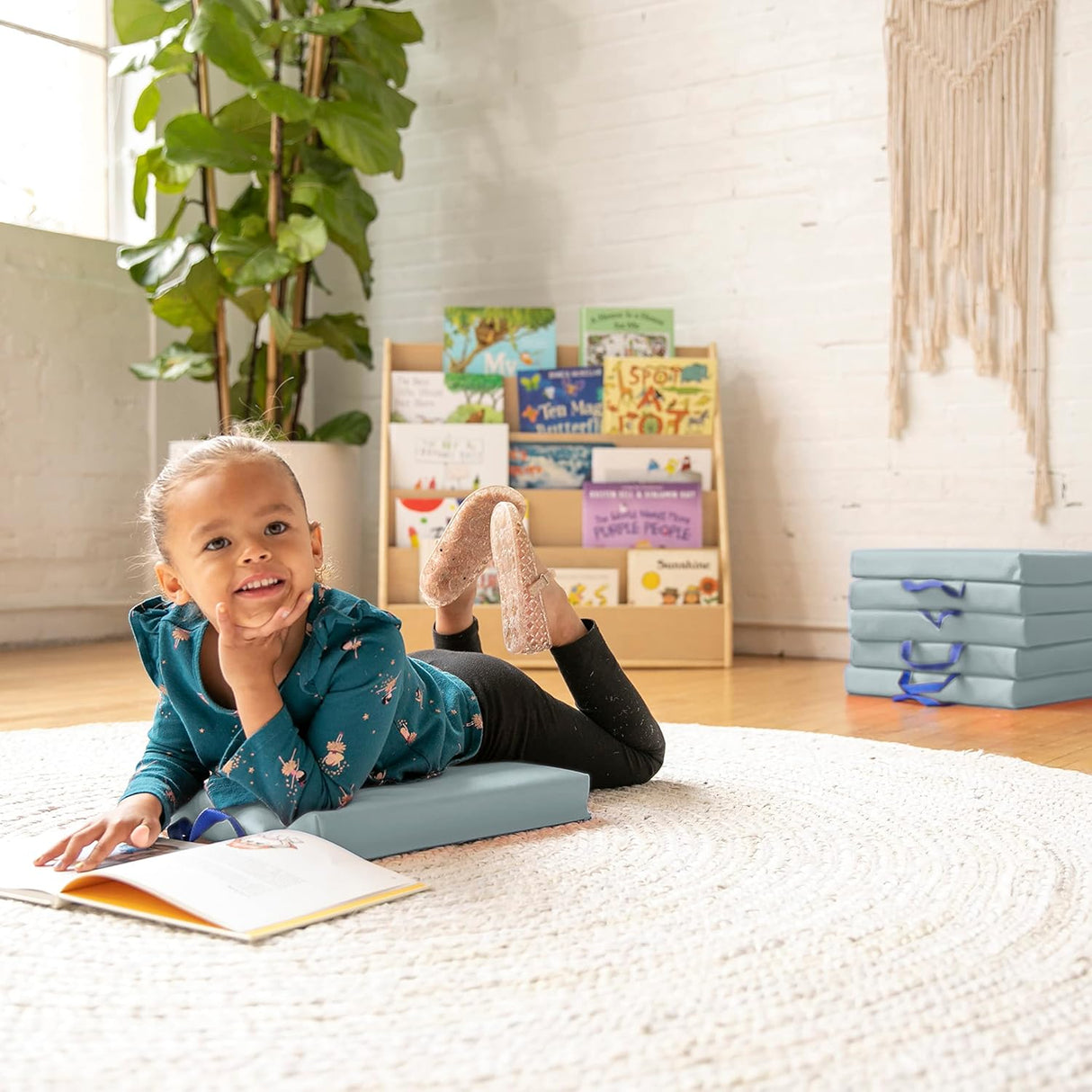 ECR4Kids SoftZone - Cojines de suelo, cuadrados, asientos flexibles, color gris, 6 piezas