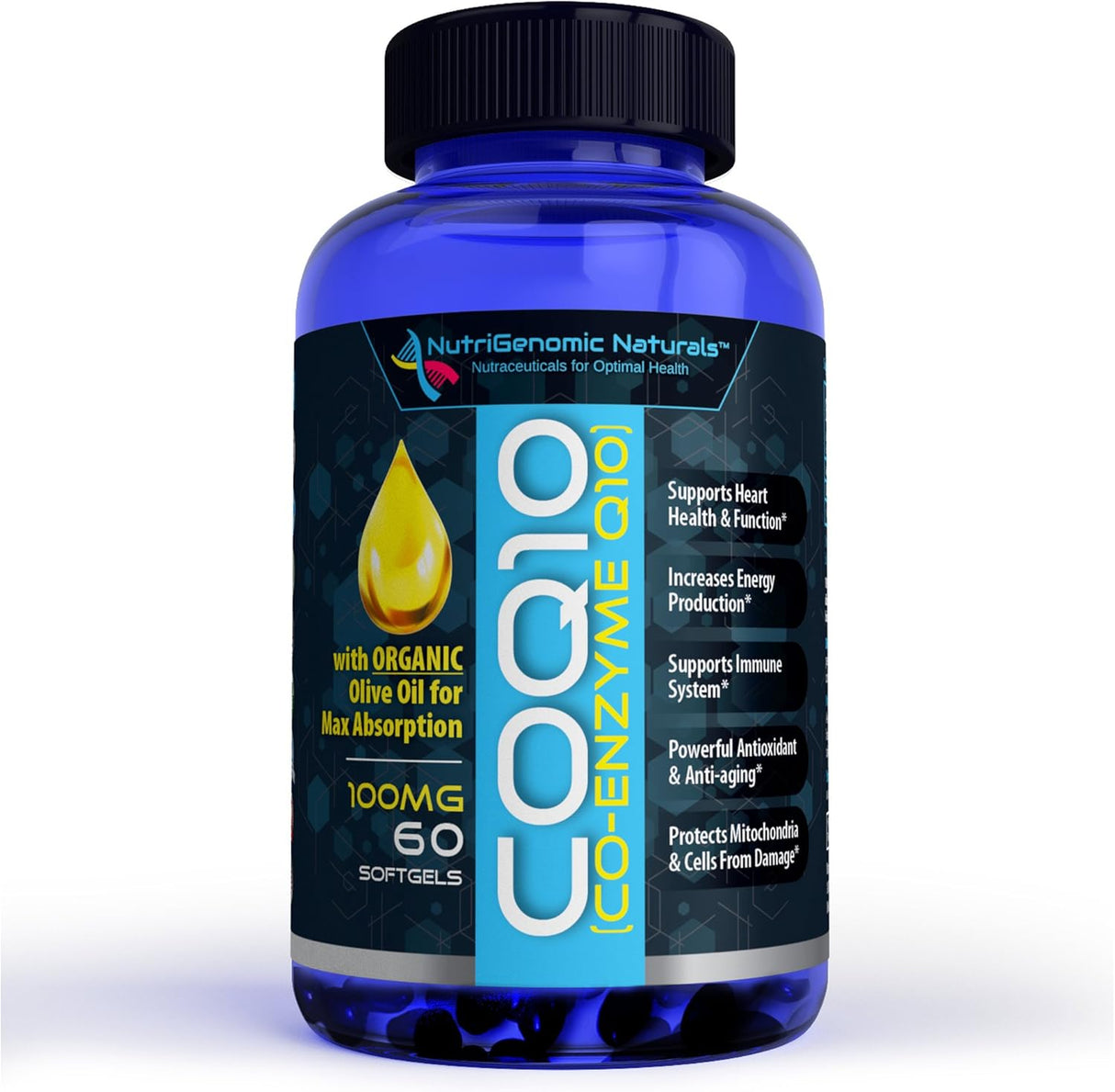 CoQ10 Orgánico con Aceite de Oliva 100mg 60 cápsulas