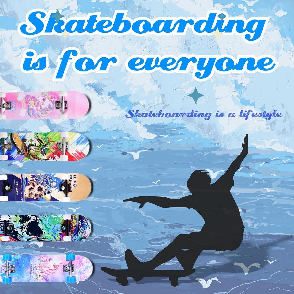 Skateboard Completo de 31 Pulgadas con Doble Kick y Diseño