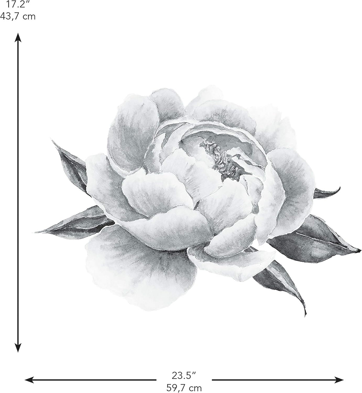 RoomMates RMK4413GM Black and White Peonies Giant Floral Peel and Stick Wall Decals