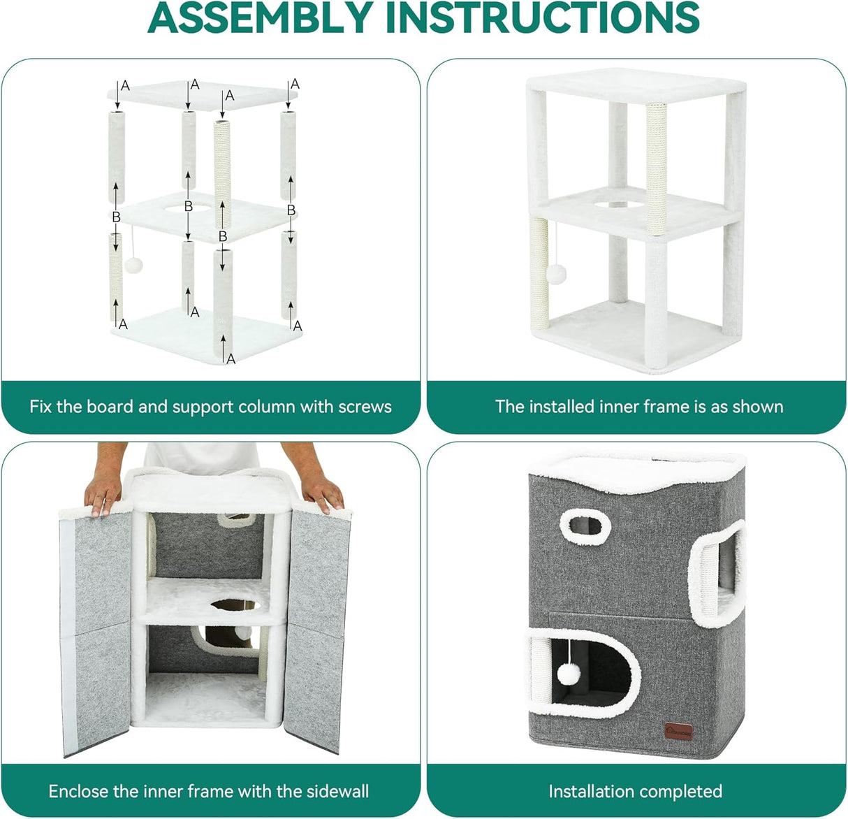 Casa para Gatos de 2 Pisos YIATHOME, con Rascador y Escondite