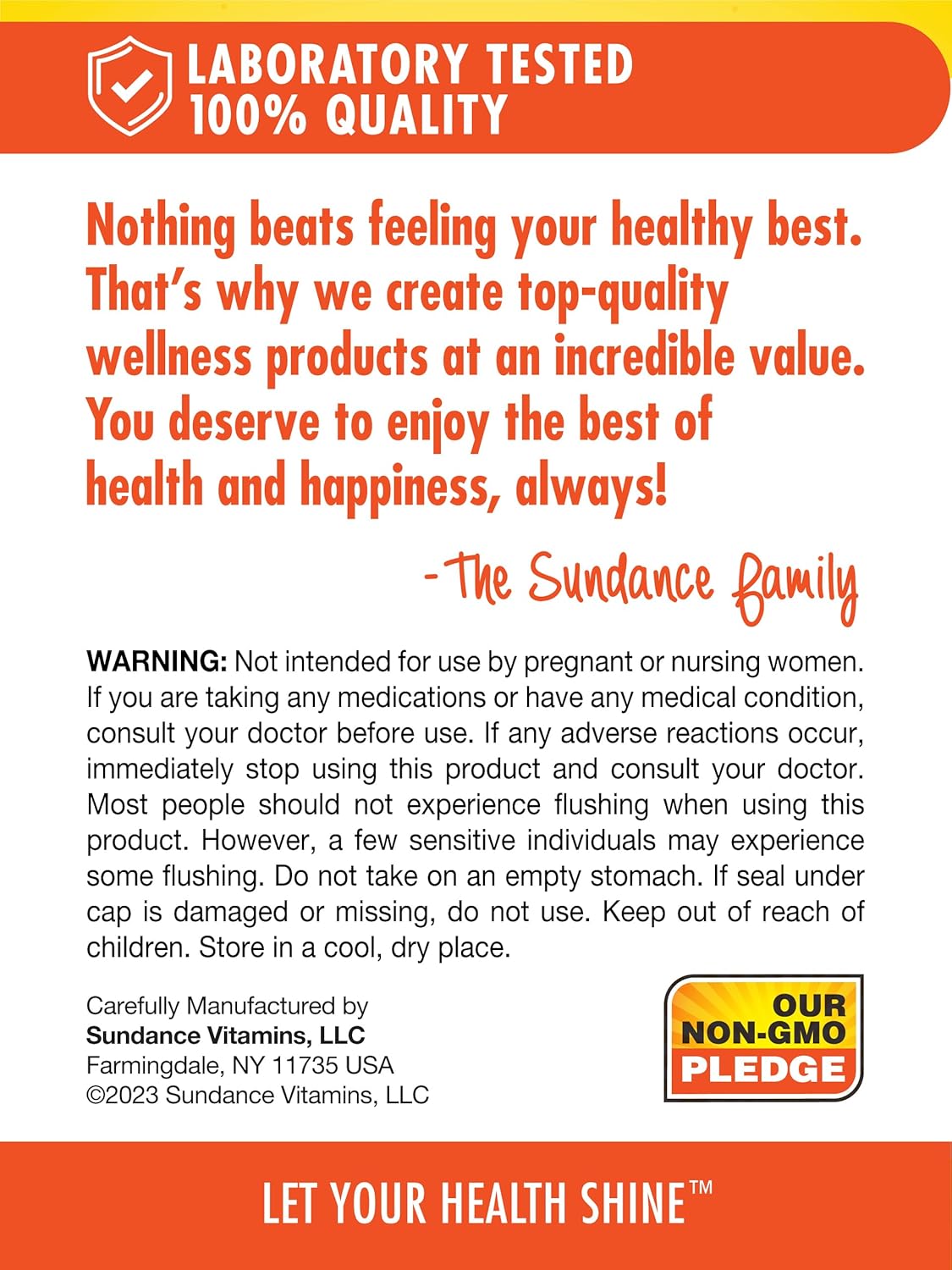 Sundance Flush Free Niacin 500mg | 50 Cápsulas | Sin GMO