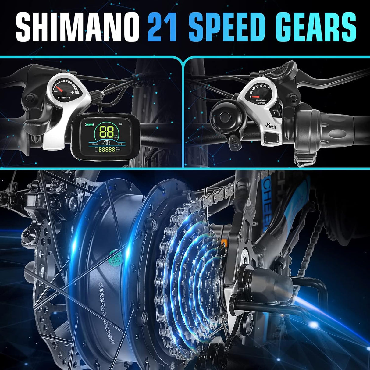 Bicicleta eléctrica ANCCHER 750W, 60 millas, 48V, montaña 27.5