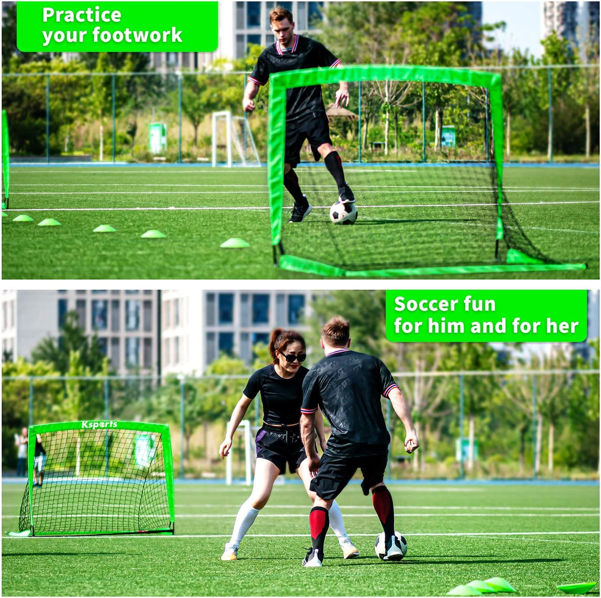 Kit de porteria de futbol, con pelota, 8 conos y bolso