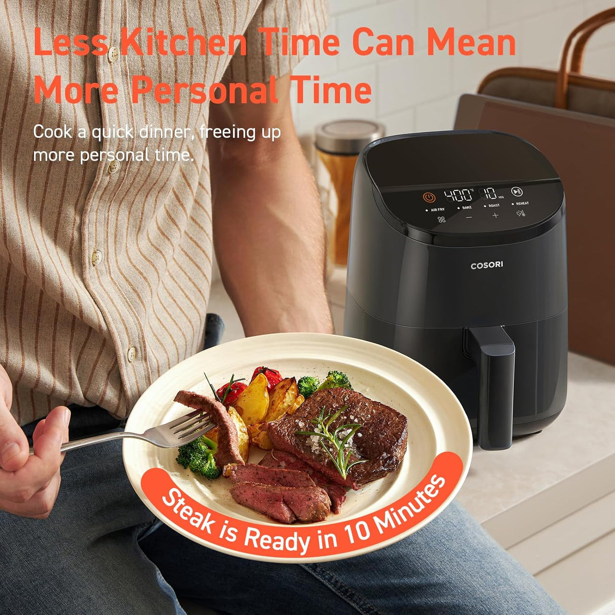 Freidora de aire COSORI 2.1Qt, 4 en 1, fácil y saludable