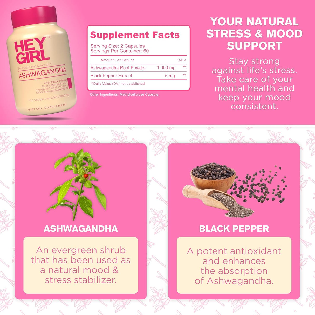 Cápsulas de Ashwagandha 1005mg - Apoyo Natural, 120 Píldoras