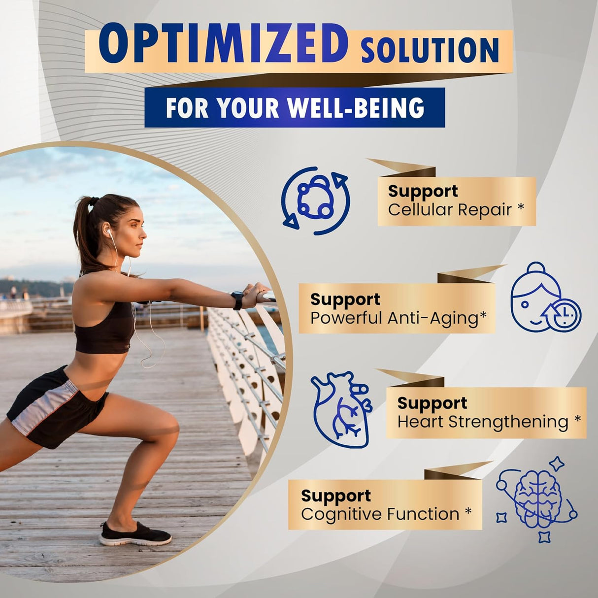 Suplemento NAD+ Resveratrol 10 en 1 - 150 cápsulas USA