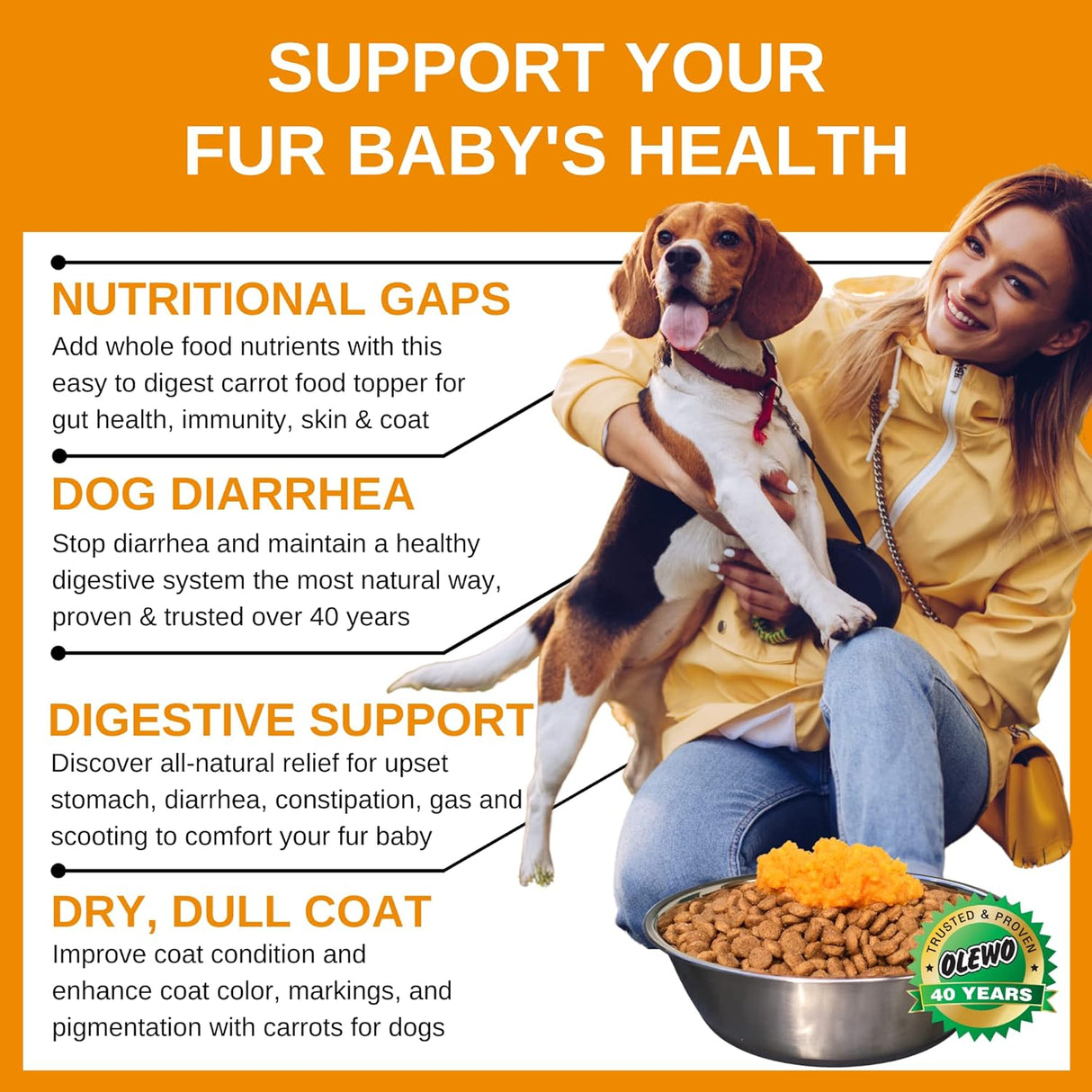 Vitaminas Deshidratado de zanahorias de perro