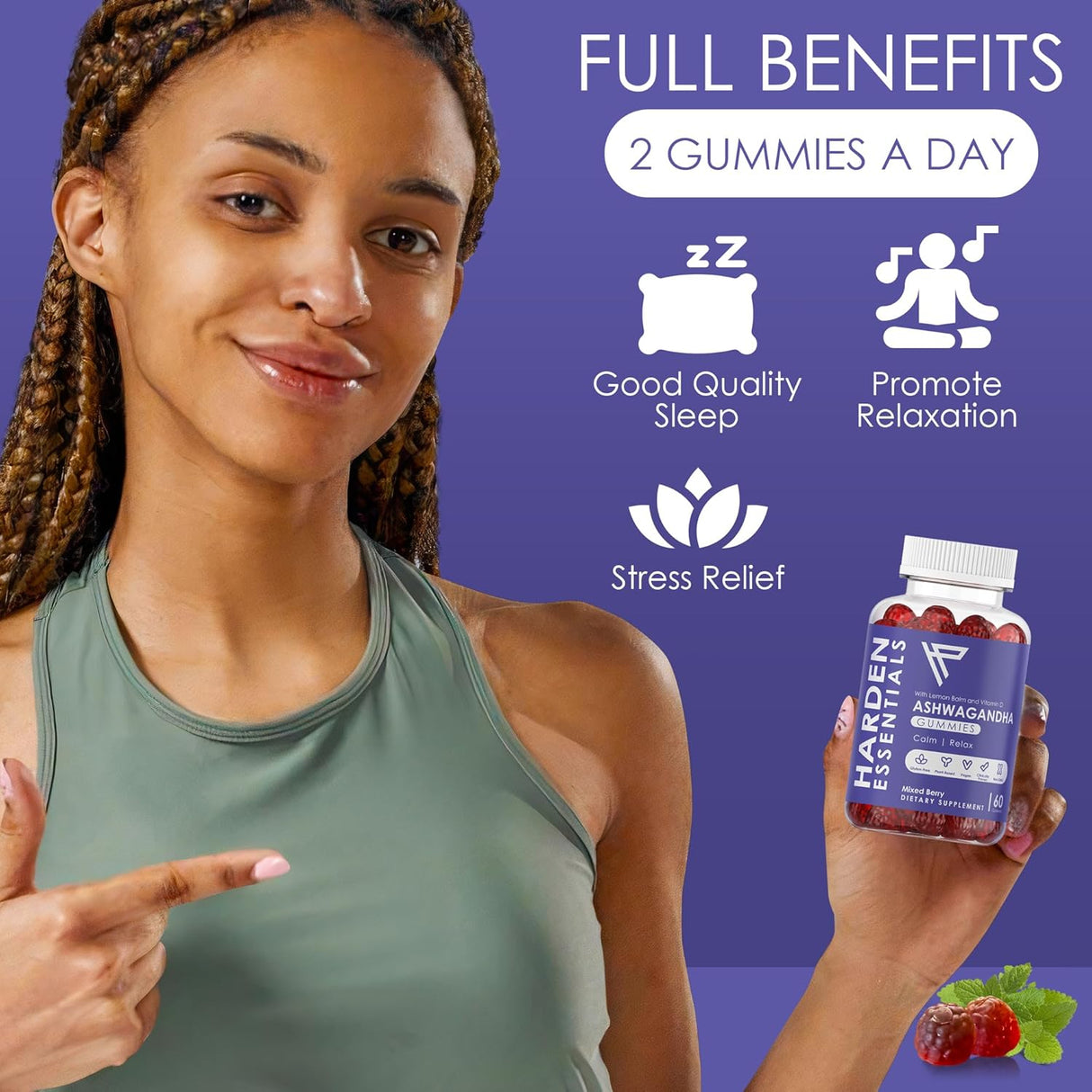 Gomitas KSM-66 Ashwagandha - Vegan, Sin Gluten, 750mg (60)