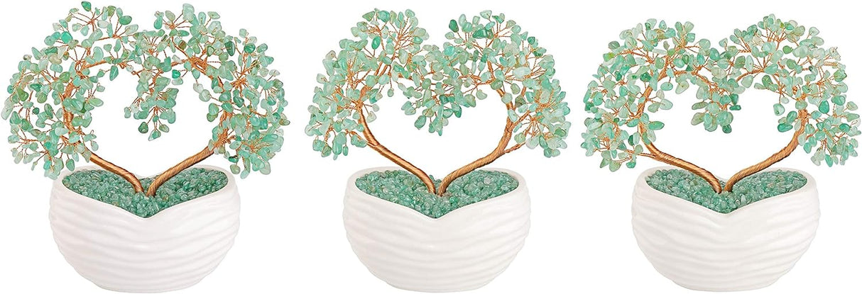 Árbol de dinero con forma de corazón de aventurina verde