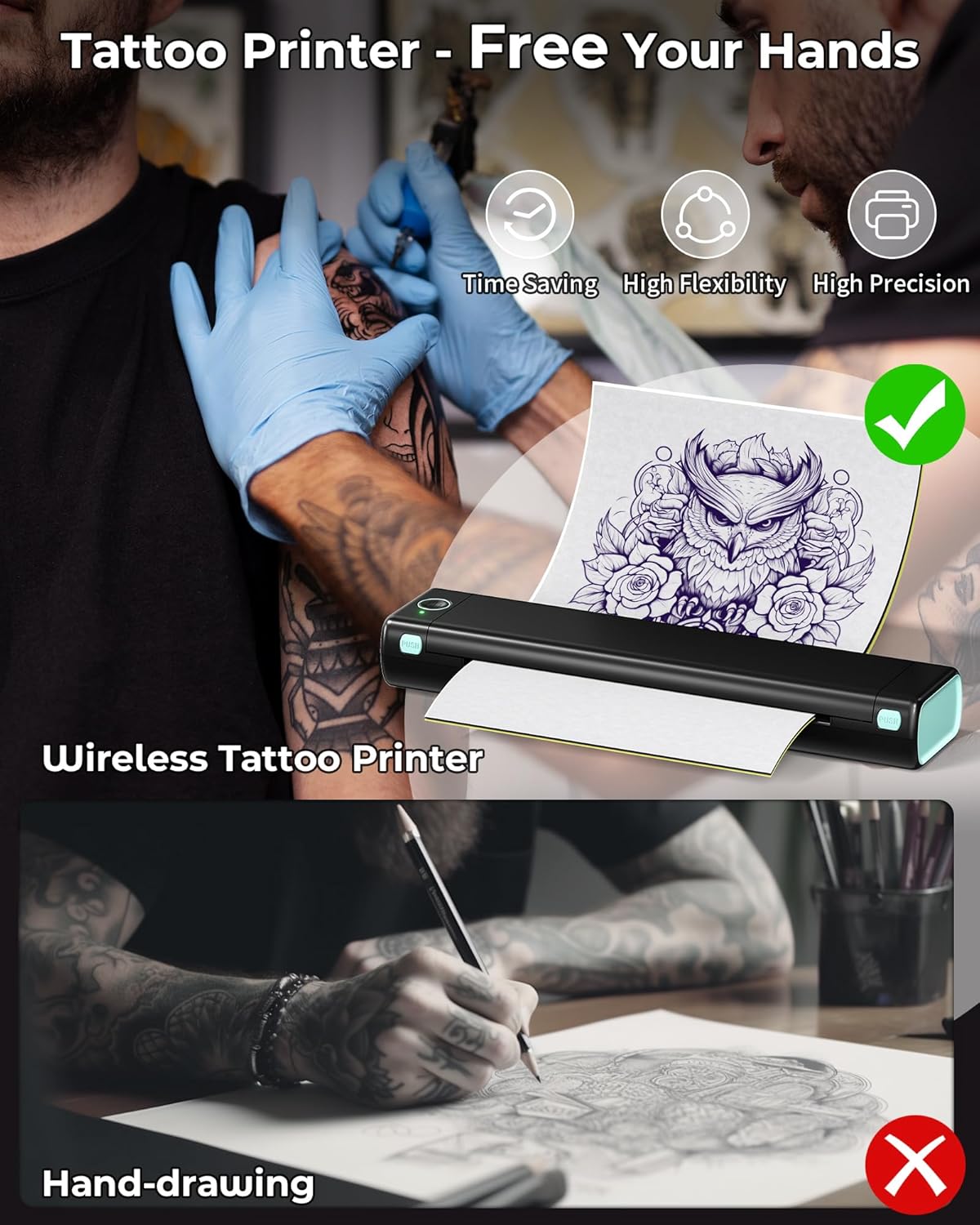 Itari M08F - Impresora portátil de plantillas de tatuaje.