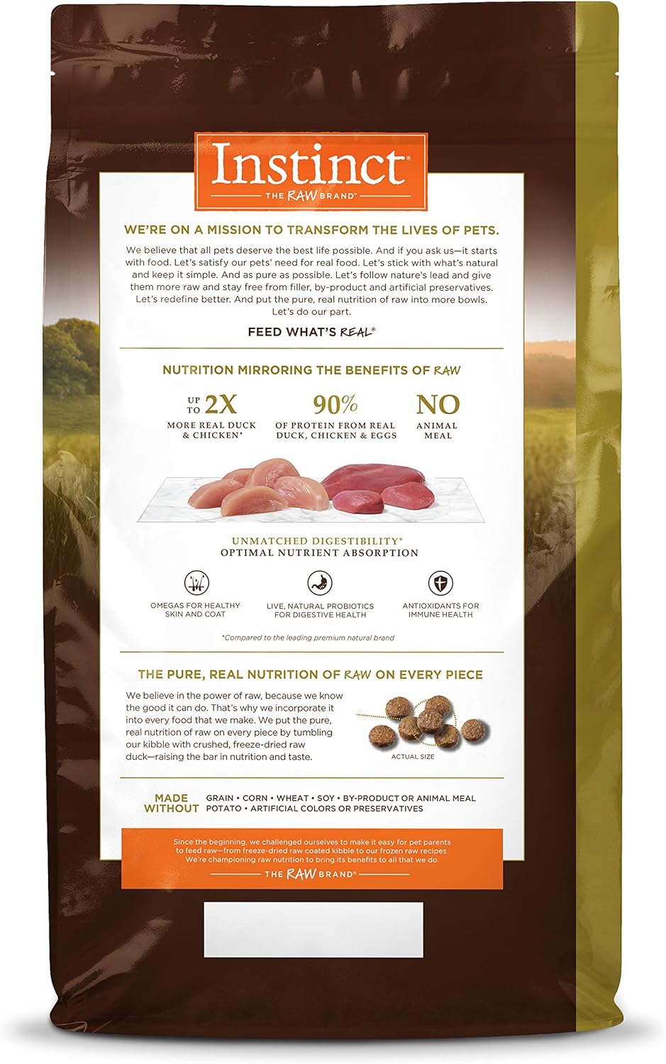 Instinct Ultimate Protein Free Cage Free Duck Recipe Alimento seco natural para gatos, bolsa de 4 libras