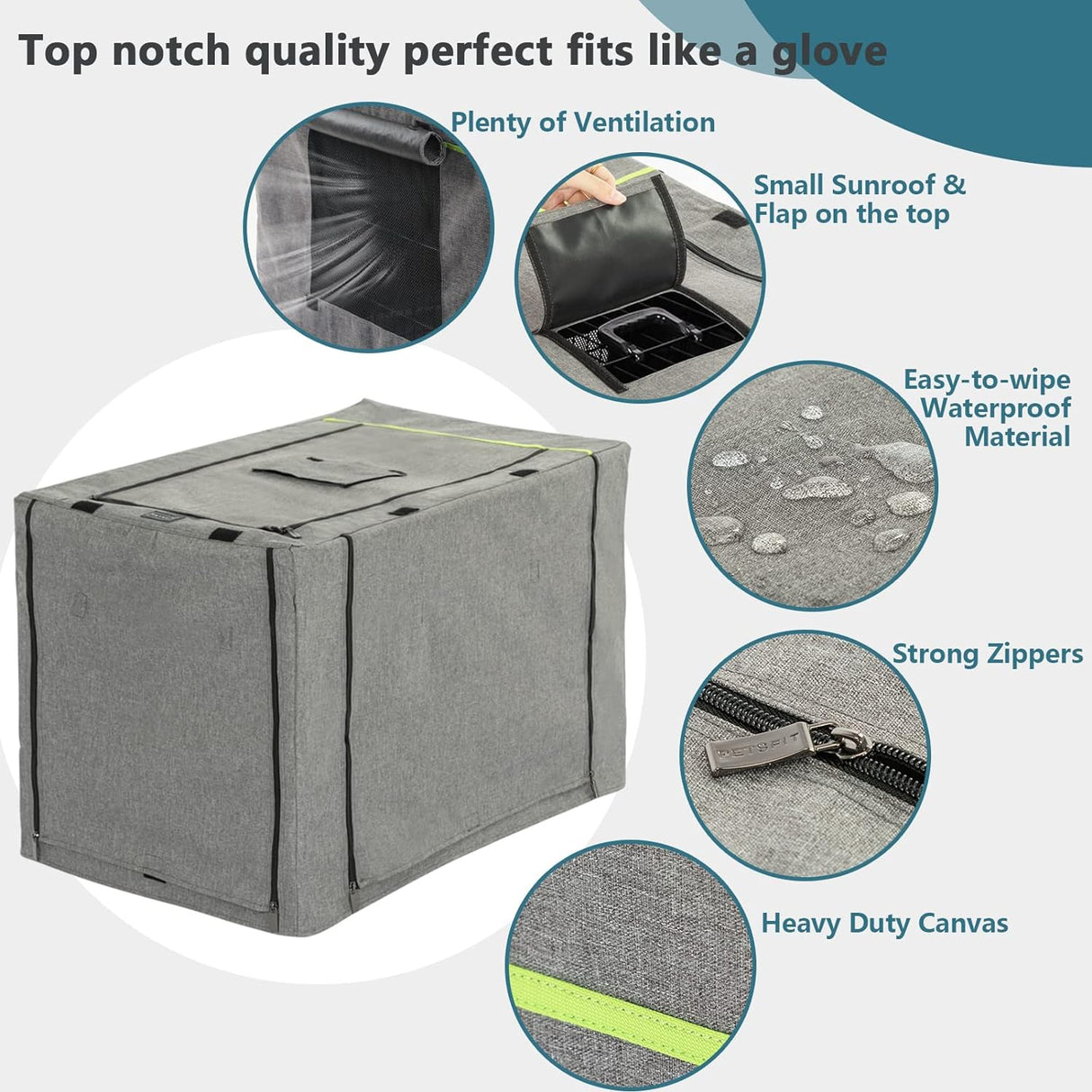 Petsfit Cubierta de caja se adapta a jaula de alambre gris