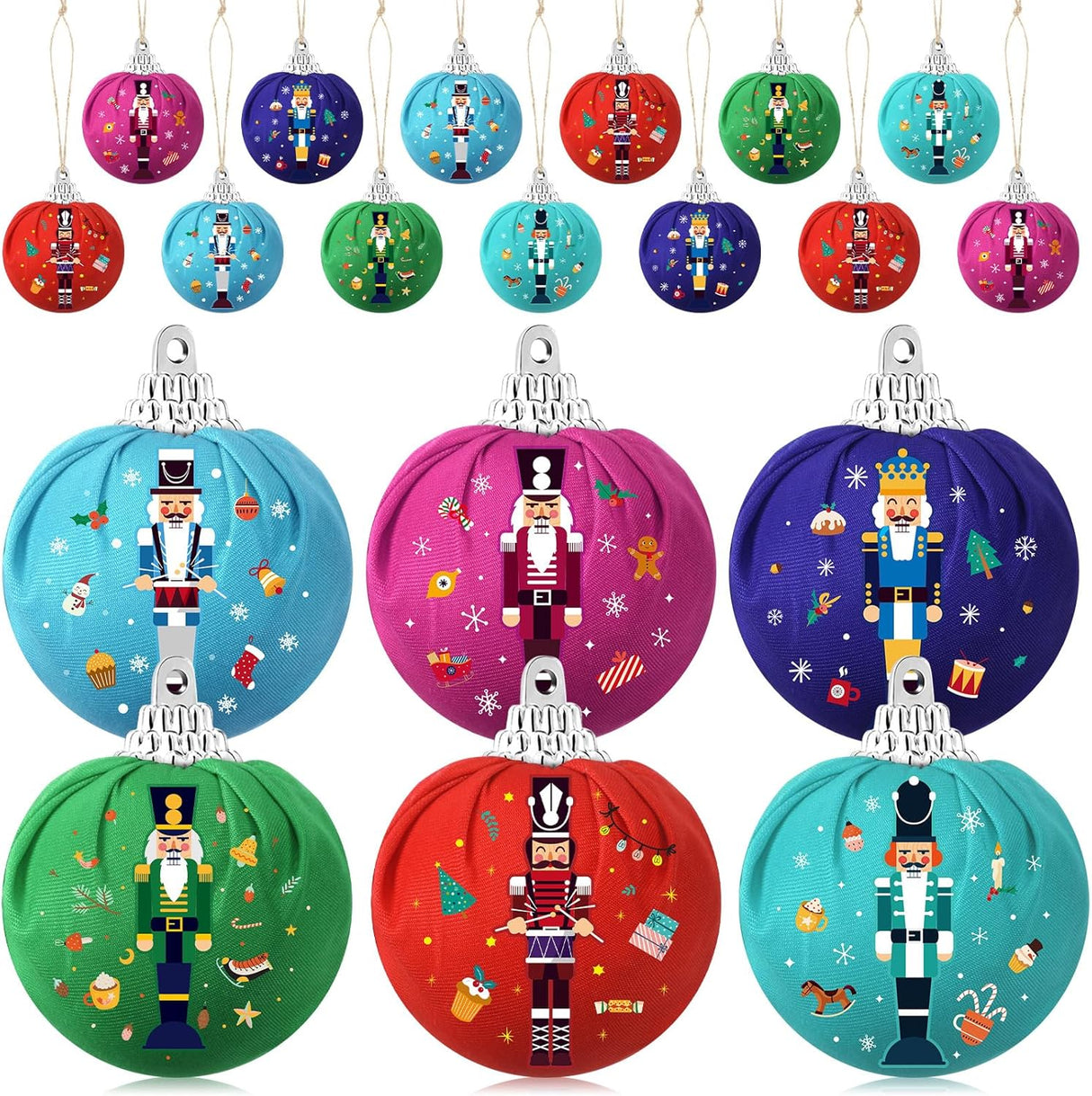 12 Adornos de Navidad Nutcracker - 12 Piezas, Diseño Envuelto