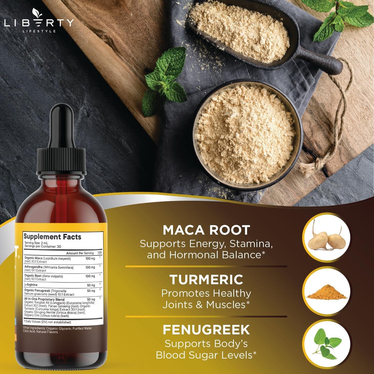 Suplemento líquido de Maca, Ashwagandha y más, 2oz