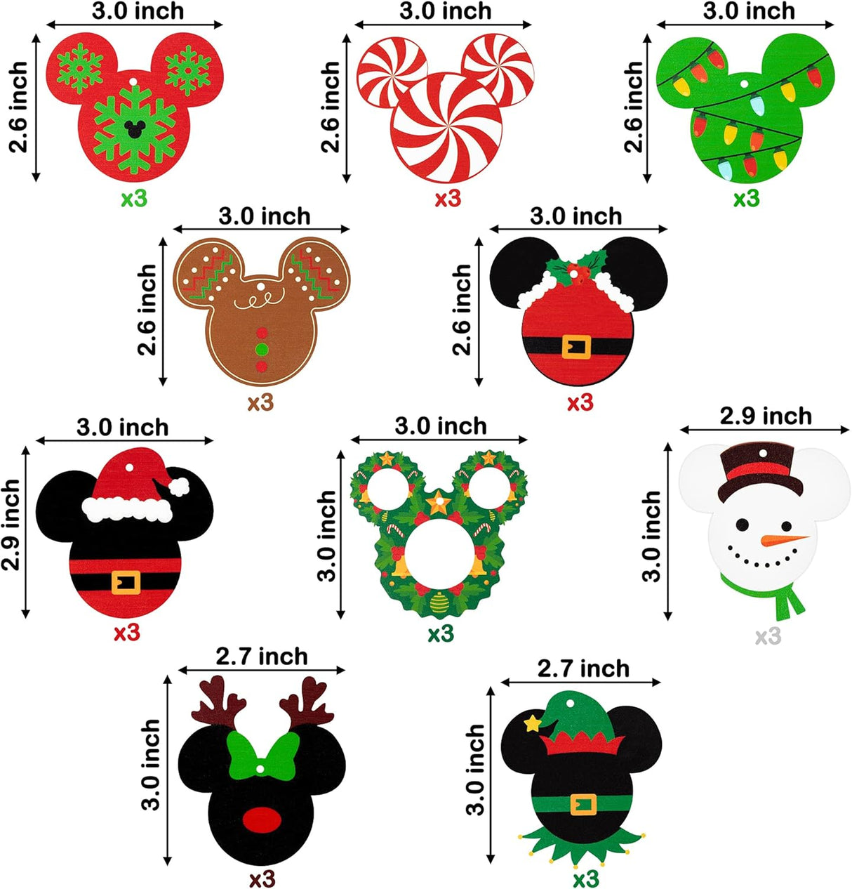 Adornos de Ratón de Madera 30Pcs, Decoración Navideña
