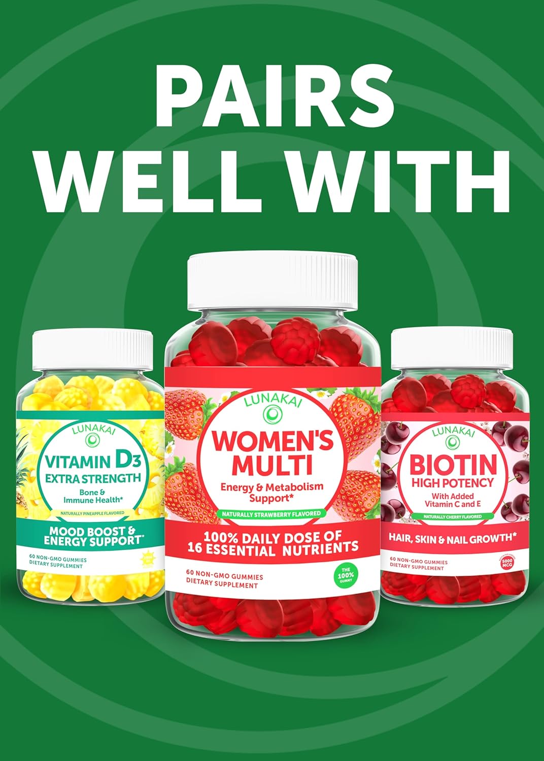 Lunakai Gummies Vitamina C Alta Potencia para Adultos y Niños