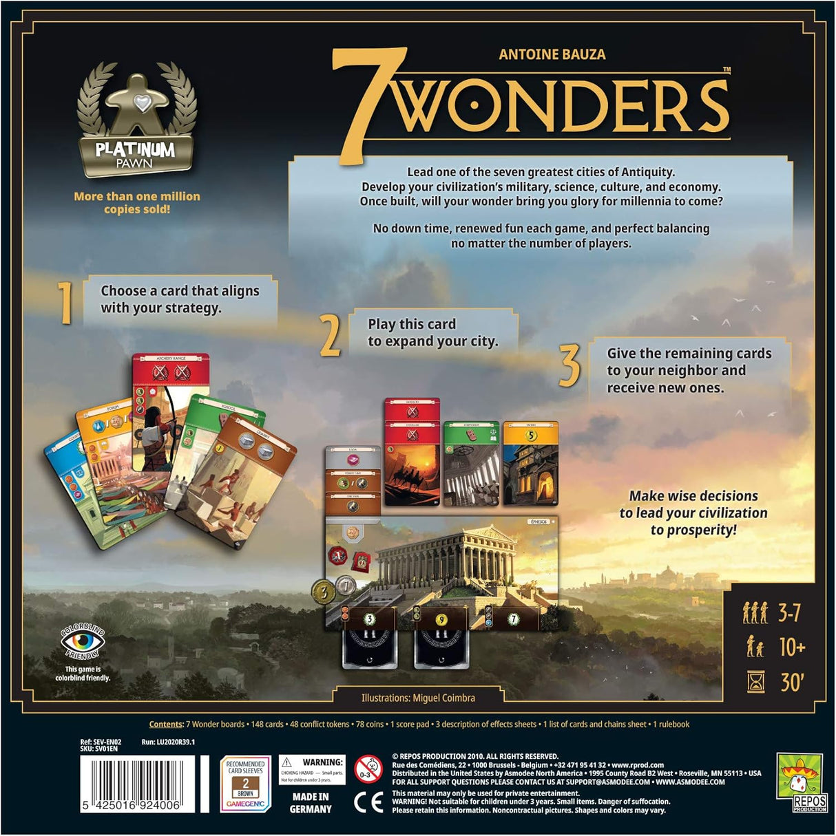 Juego de Mesa 7 Wonders, Repos Production, Estrategia, 3-7 Jugadores