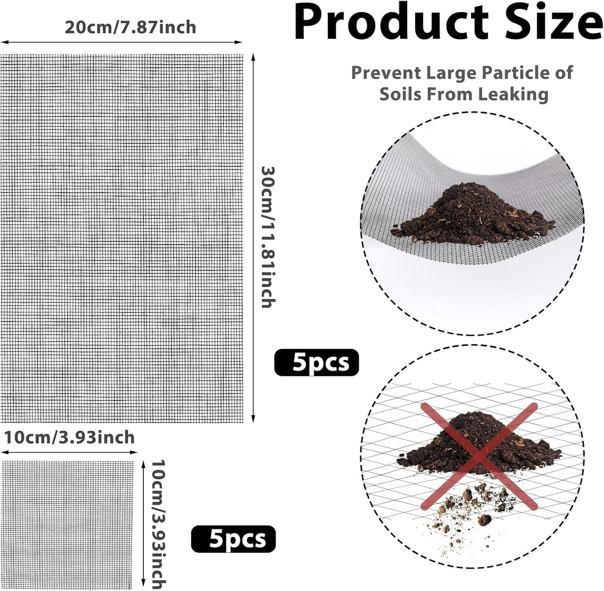 Almohadilla de malla para agujeros para macetas, 10 unidades