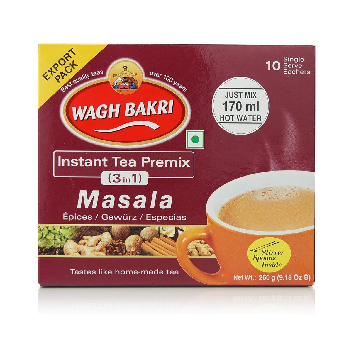 Té Masala Instantáneo Wagh Bakri | 10 Sachets 140g