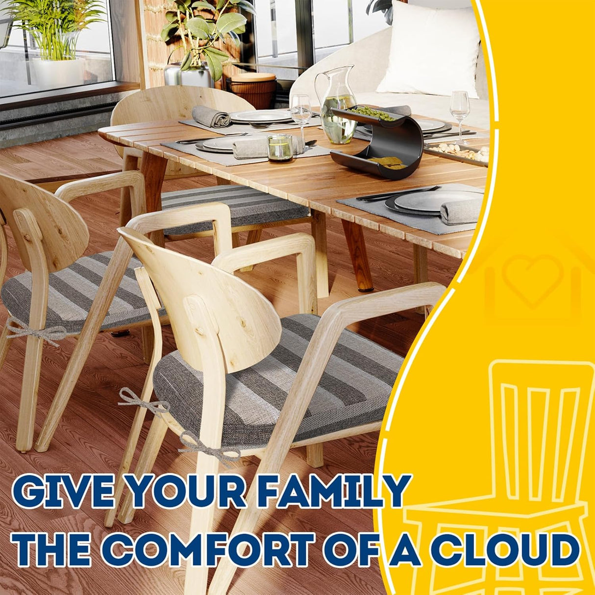 Cojines de Silla D de AAAAAcessories, 2'' Grueso, 4 Pack