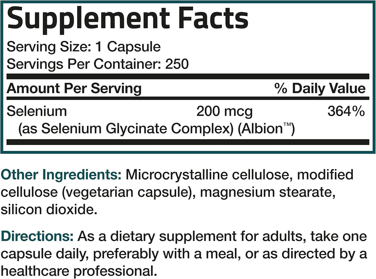 Suplementos Selenio de 200 mcg para sistema inmunológico