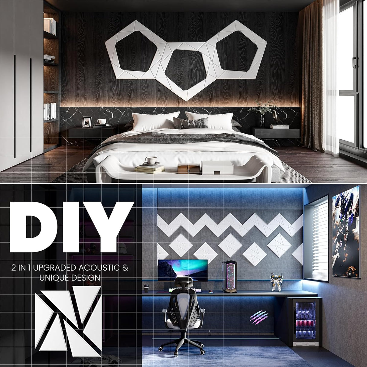 Paneles acústicos autoadhesivos 12x12x0.4 - 12 Pack