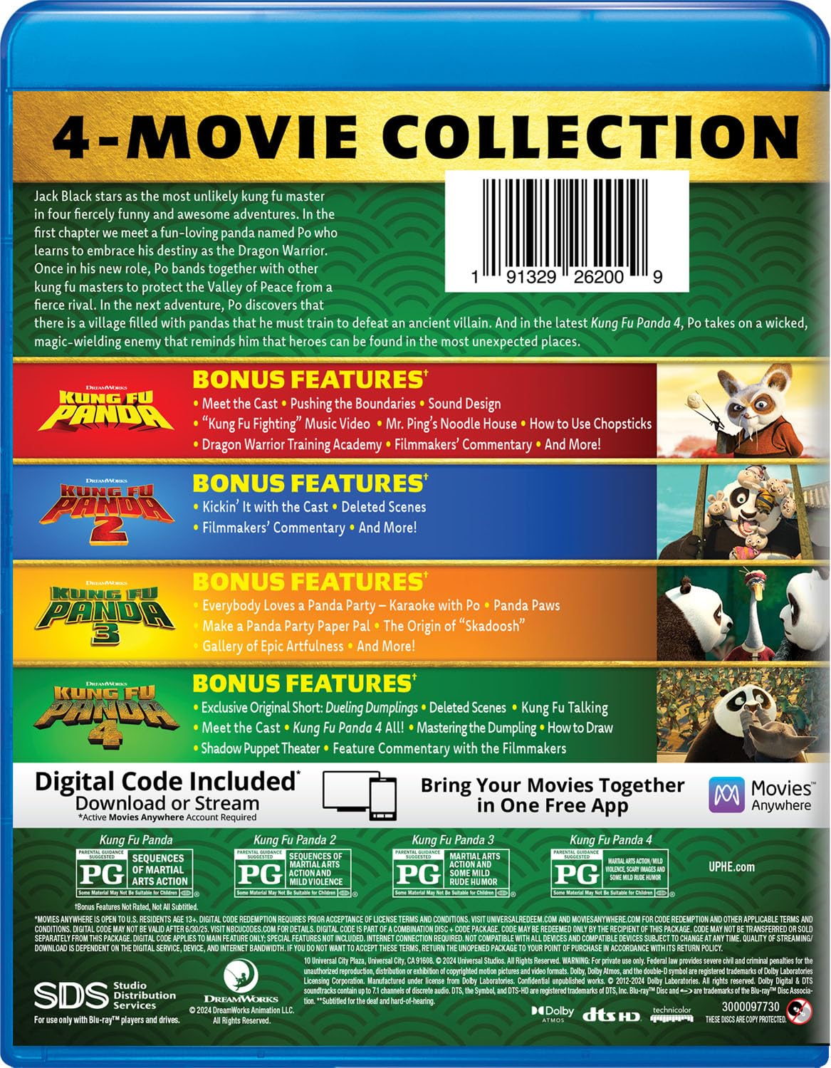 Kung Fu Panda: Colección 4 Películas (Blu-ray + Digital)
