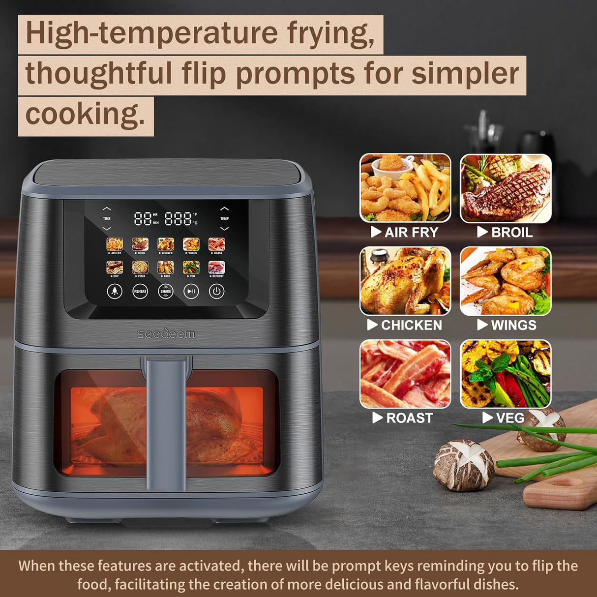 Air Fryer SEEDEEM Max XL 8 Quart 10 en 1 con Pantalla Táctil