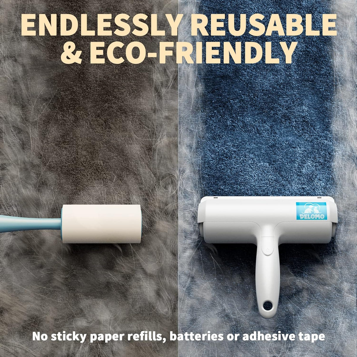 Removedor de Pelo de Mascotas DELOMO - Rodillo Reutilizable