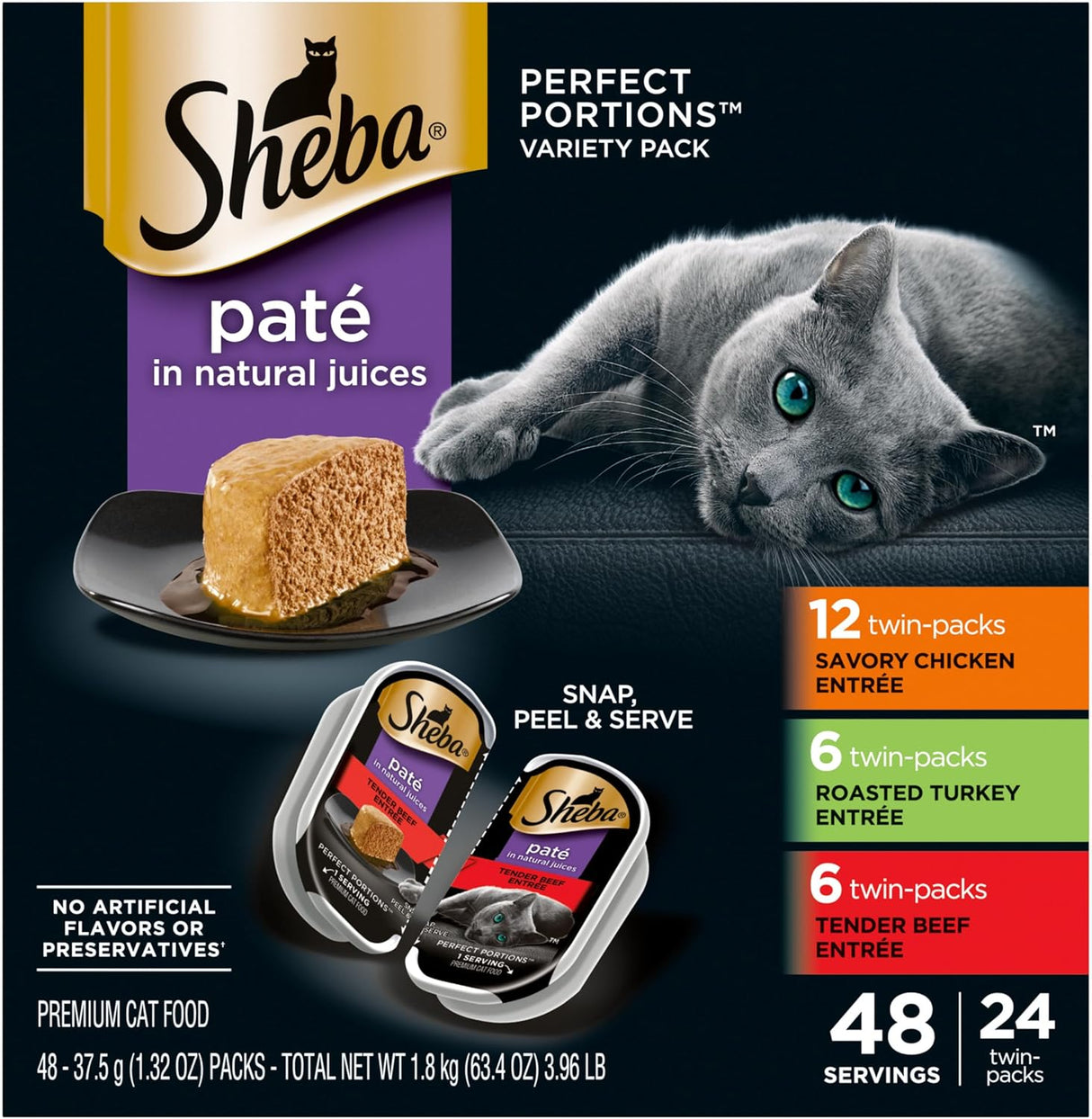 Comida Húmeda para Gatos SHEBA, Porciones Perfectas, 24 Trays