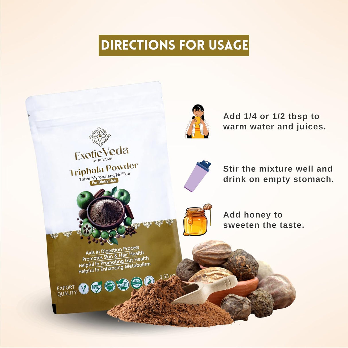 Polvo Orgánico de Triphala - Organic India - 100g Detoxificante