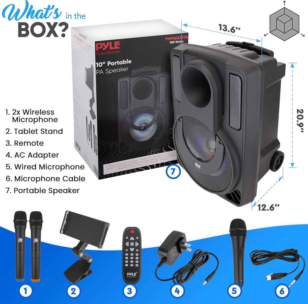 Parlante Portátil inalámbrico para fiesta PYLE-PRO PHPWA10TB