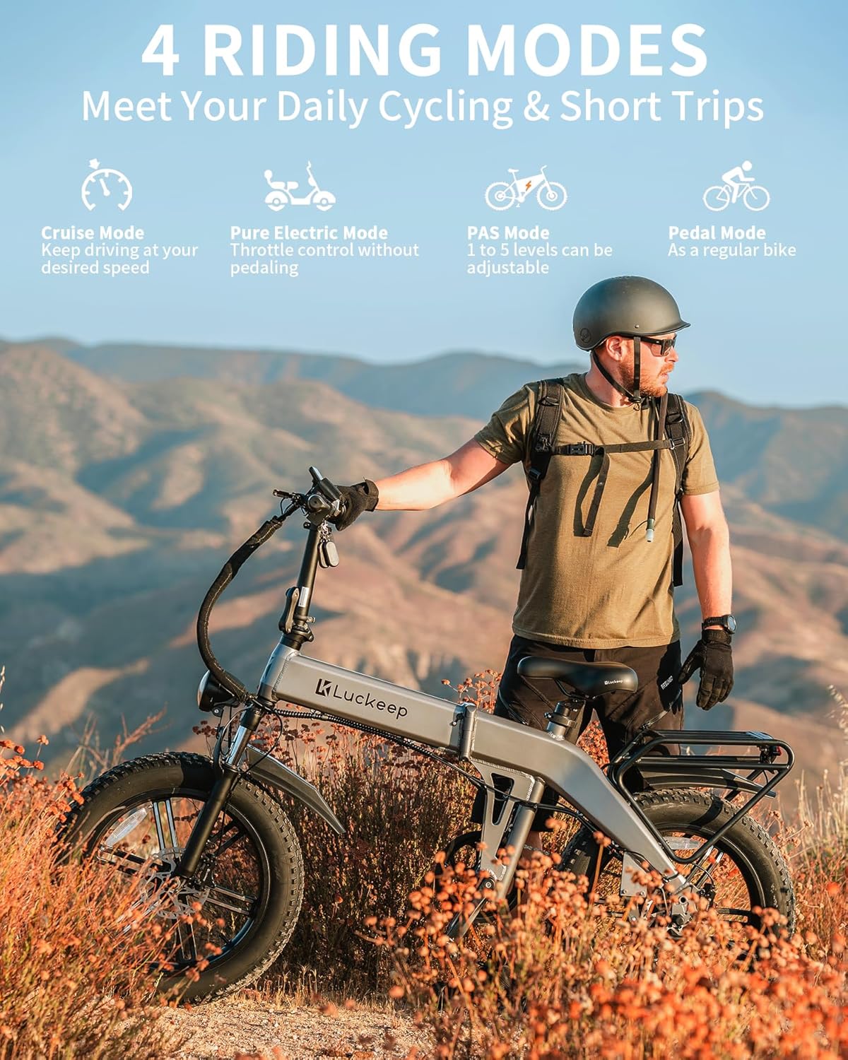 Bicicleta Eléctrica Plegable BAFANG 1200W, 60 Millas, 20