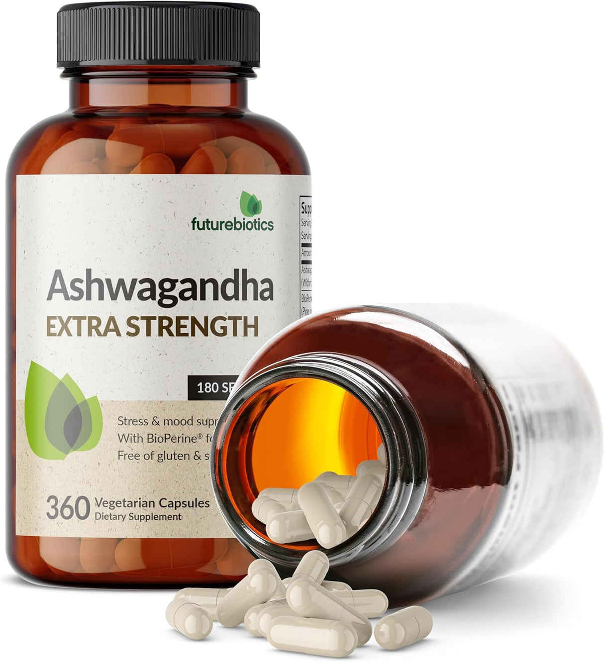 Suplemento de Ashwagandha Futurebiotics 360 Cápsulas Vegetarianas