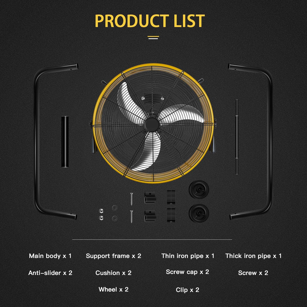 Ventilador Industrial de Alta Velocidad, 3 Velocidades, 24 Pulgadas