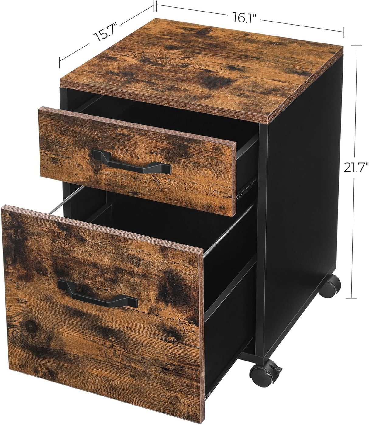 Gabinete de Archivos VASAGLE con Ruedas, 2 Cajones, Rustic Brown