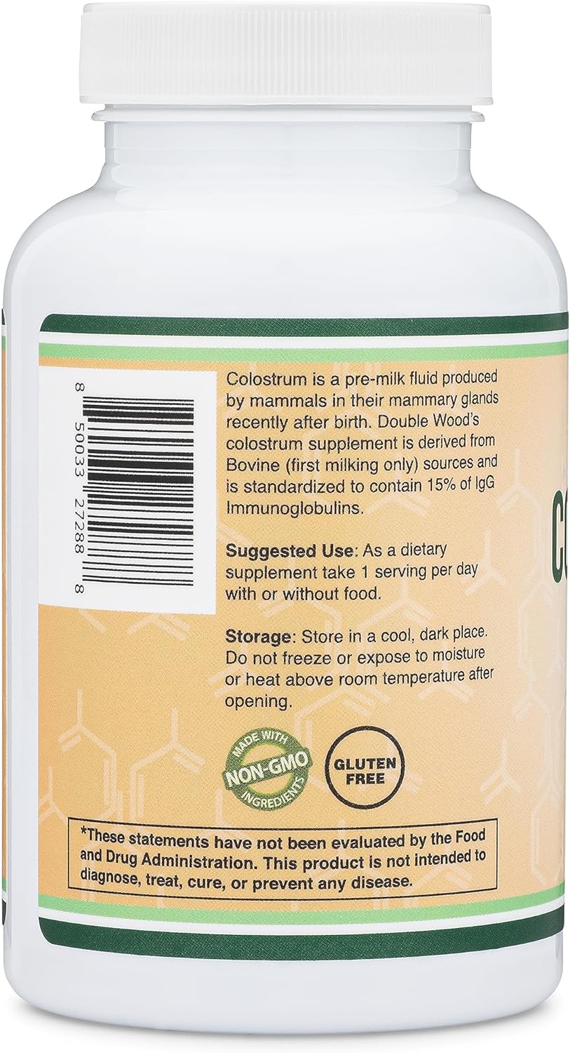 Suplemento de Calostro 120 Cápsulas Double Wood 1000mg IgG 15%