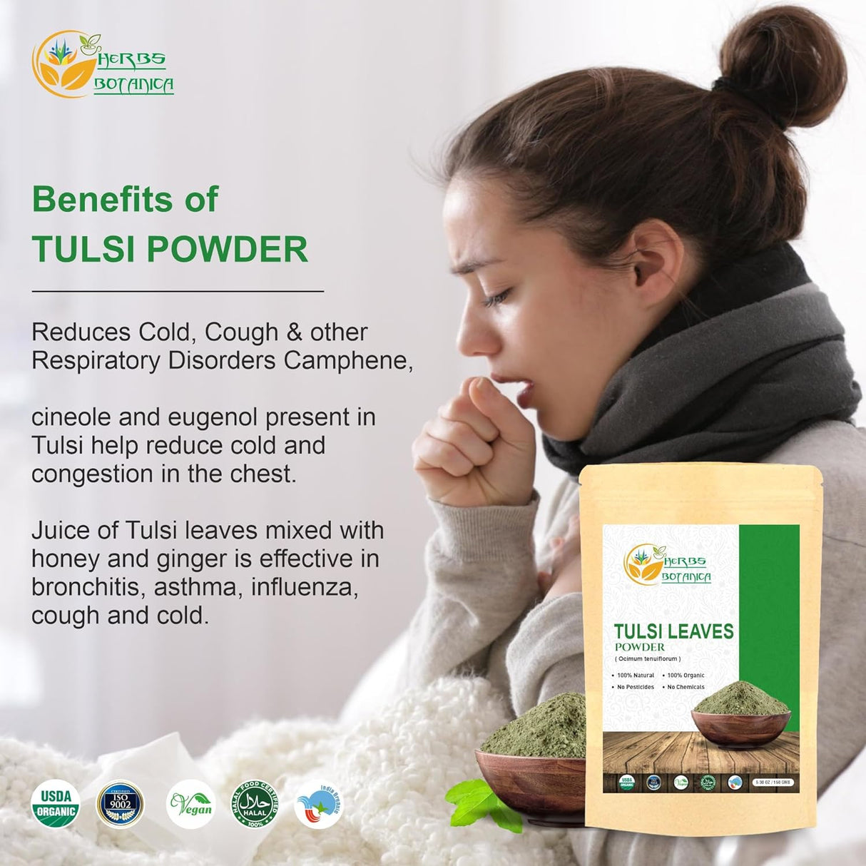 Polvo de Tulsi Orgánico Vitalidad y Bienestar - Ocimum Sanctum