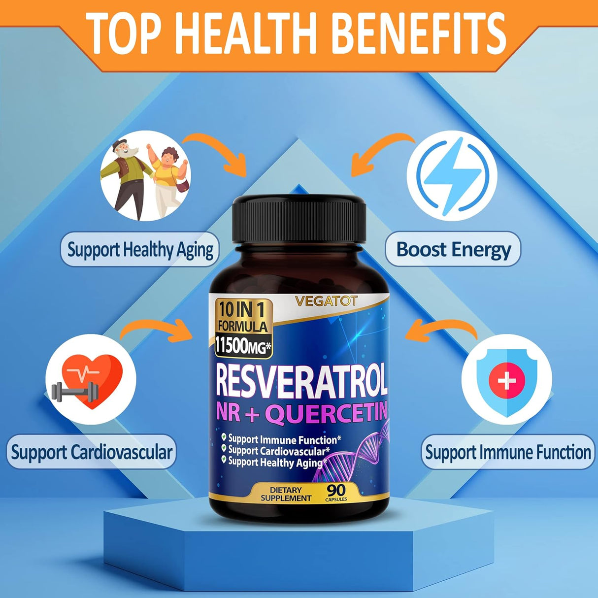 Suplemento Resveratrol de alta resistencia con quercetina