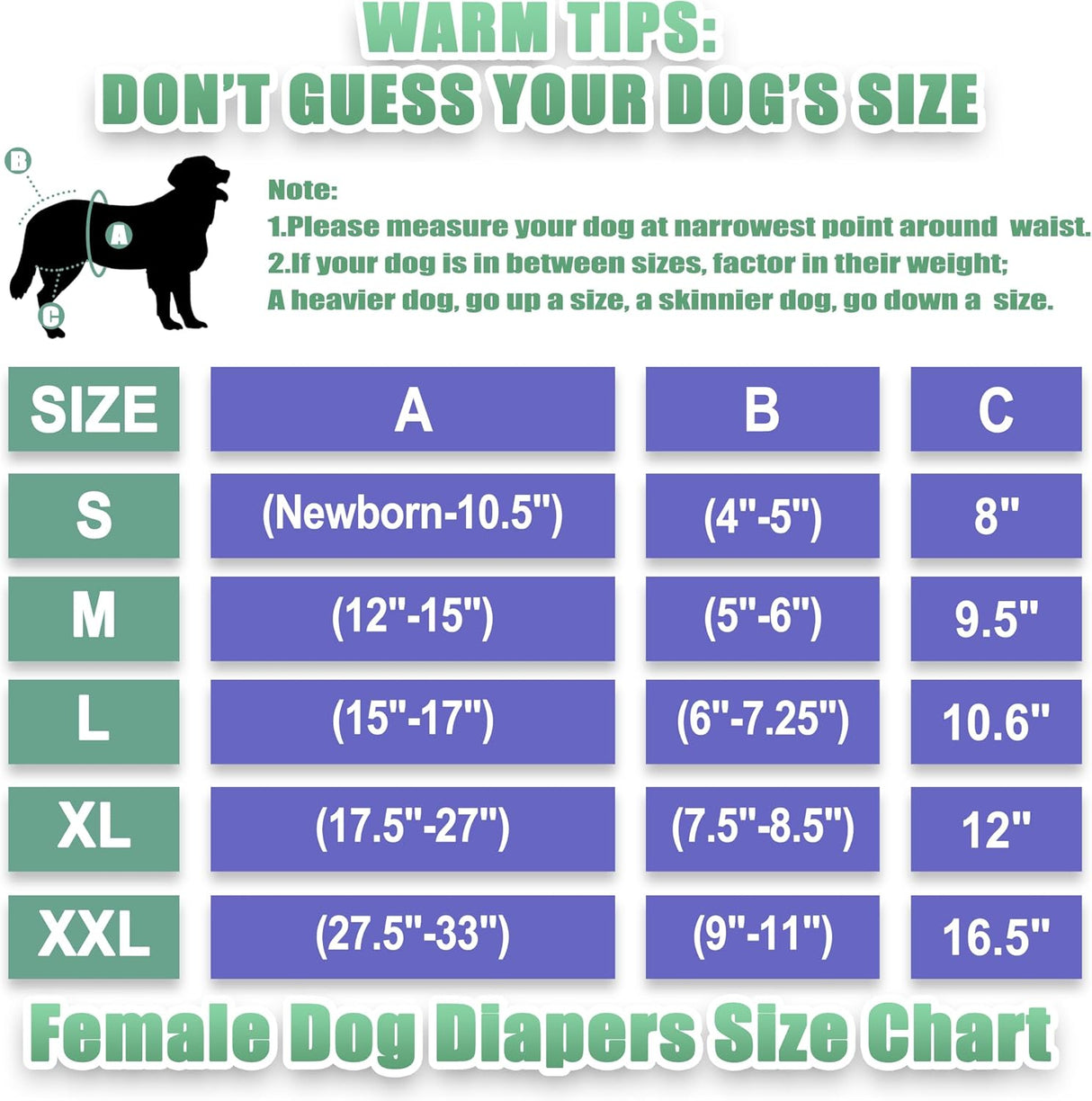 Wegreeco - Pañales lavables para perros hembra (3 unidades)