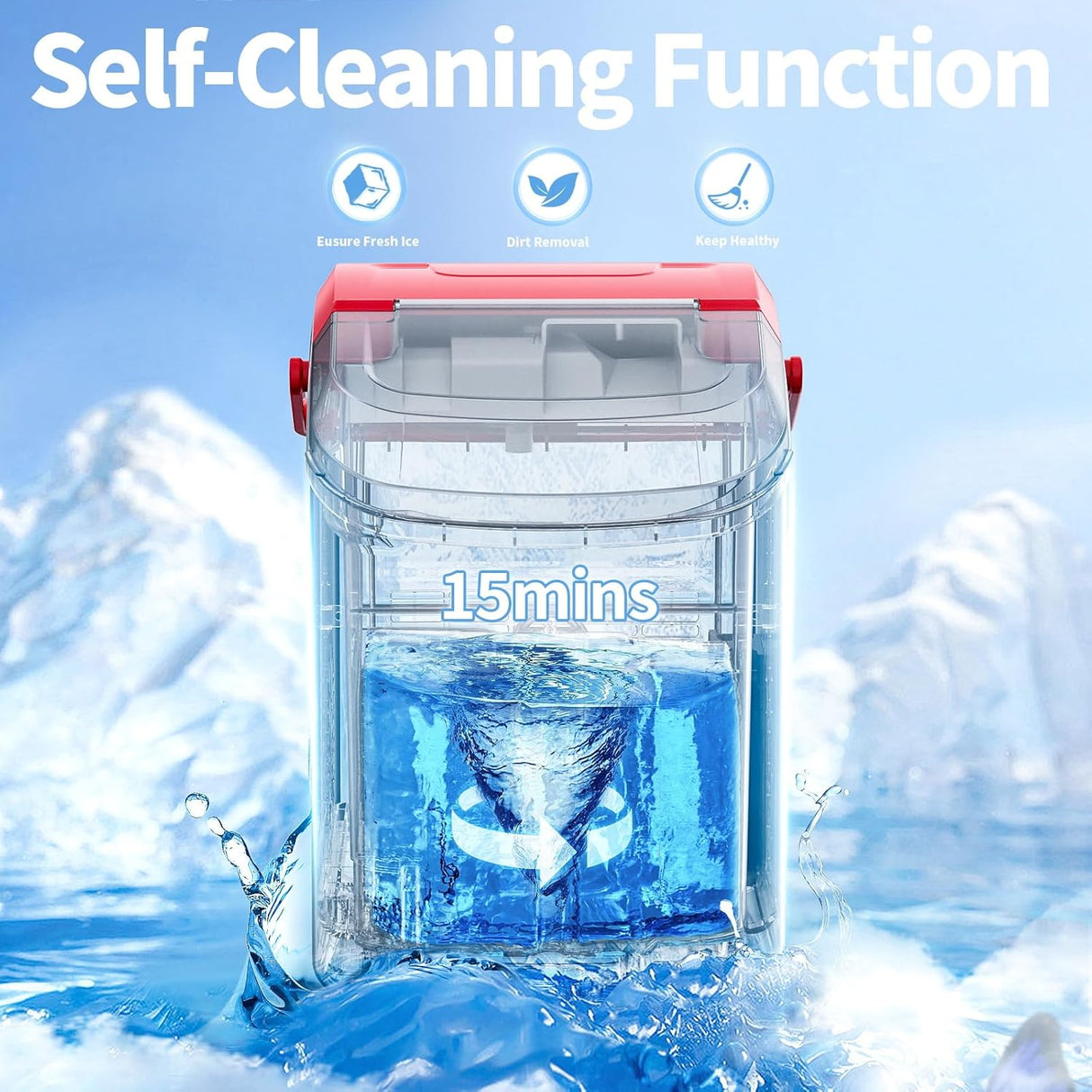 Máquina de Hielo Nugget, 35lbs/día, Auto-limpieza, Portátil