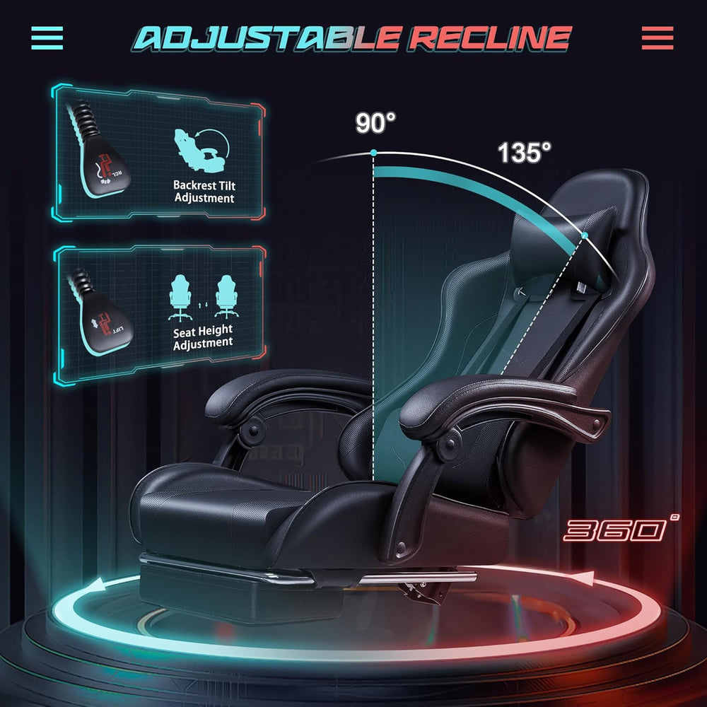 Silla Gamer de altura ajustable, Negro JM-OCRC0164 JUMMICO