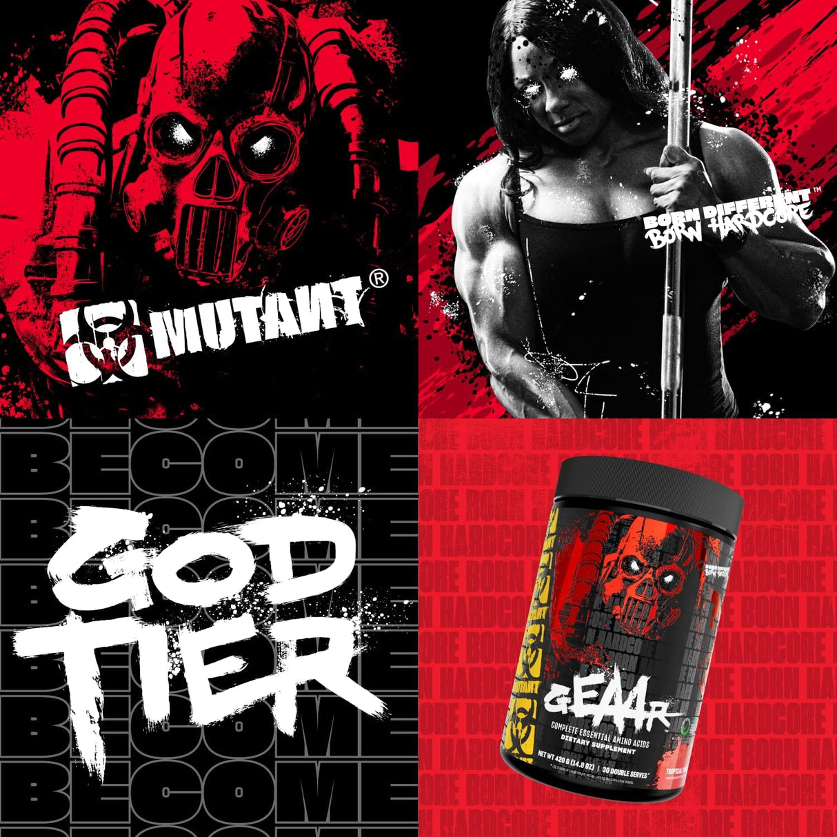 Mutant GEAAR Suplemento de EAA, BCAAs y Electrolitos, 30 servs