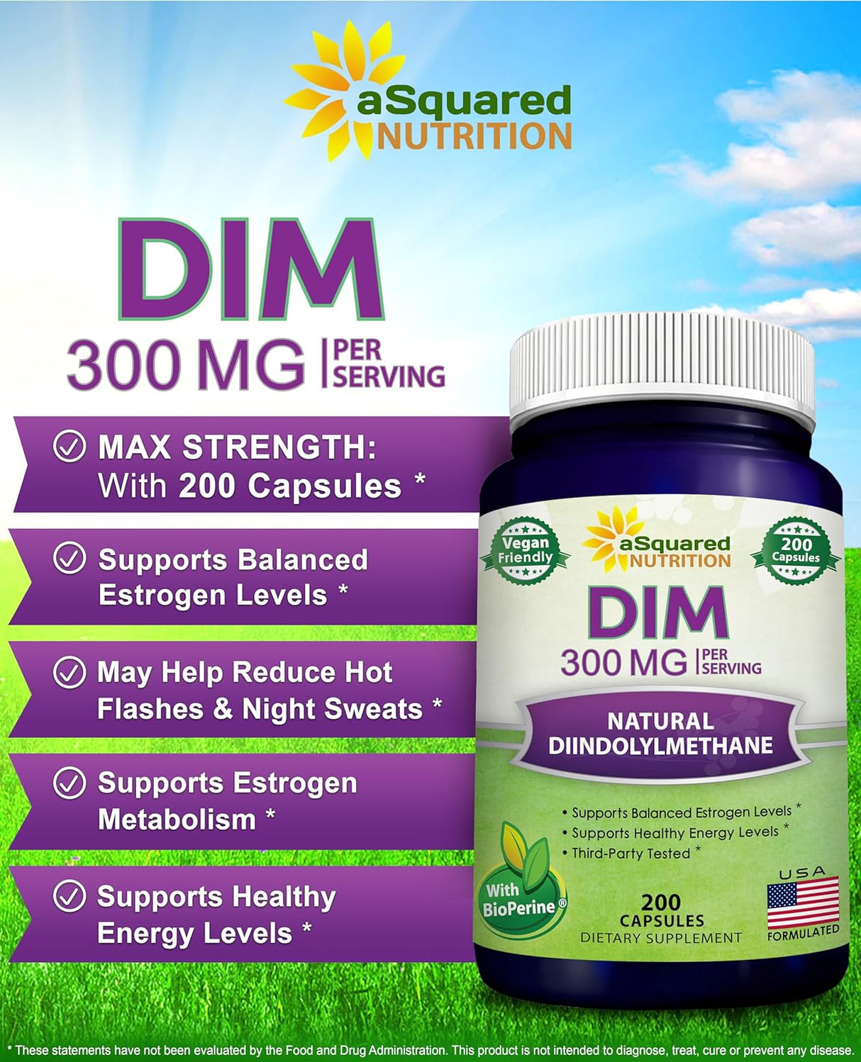 Suplemento Nutrition DIM 300mg Plus BioPerine 200 cáp