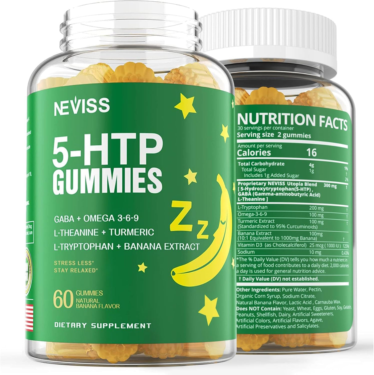 Suplemento Gomita 5-HTP GABA calmantes complejo extra fuerte