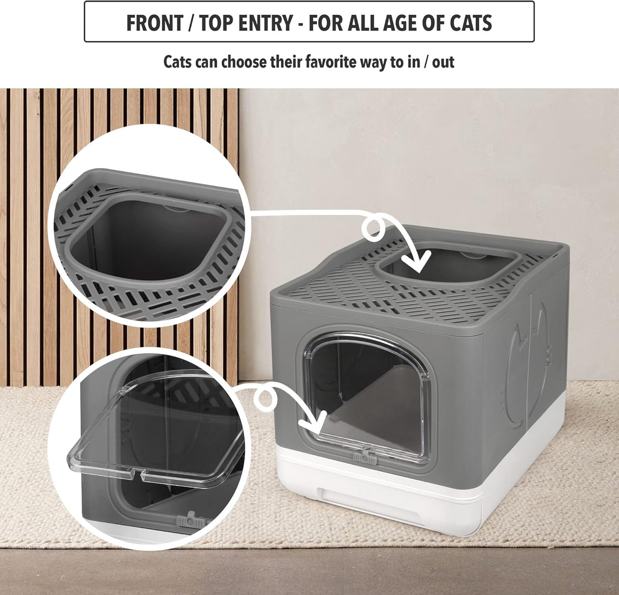 Caja de arena cubierta para gatos de interior Pet Prime