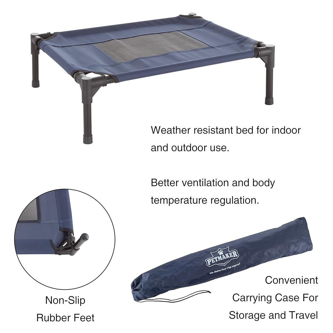 Cama elevada estilo cuna portátil con pies antideslizantes