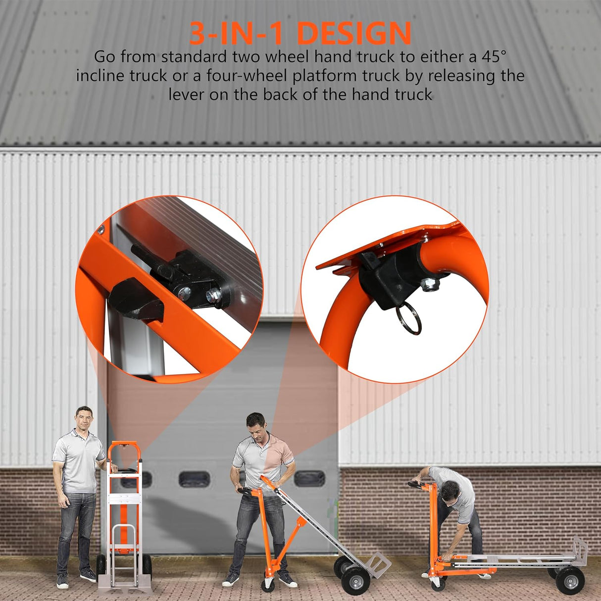 Carretilla Plegable 3 en 1, Capacidad 1000 lbs, Modelo Industrial